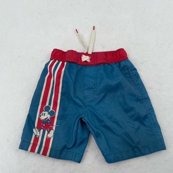 JUNK FOOD Boys Vintage Mickey Mouse Swim Shorts with liner Blue/Red size: XS - Picture 1 of 9